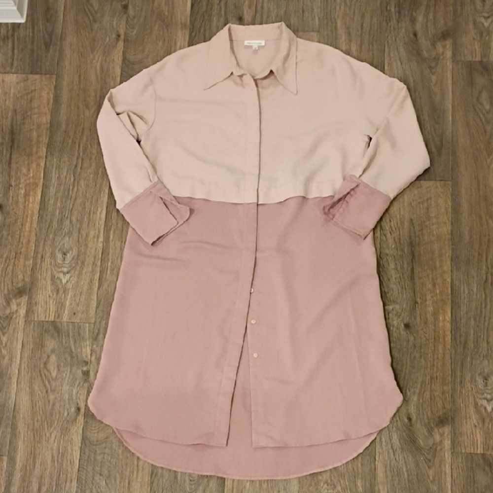Two-Tone Pink Long Shirt Dress